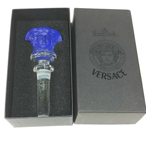 Versace Rosenthal Vintage Colbalt crystal bottle stopper authentic - New in Box - Picture 5 of 9